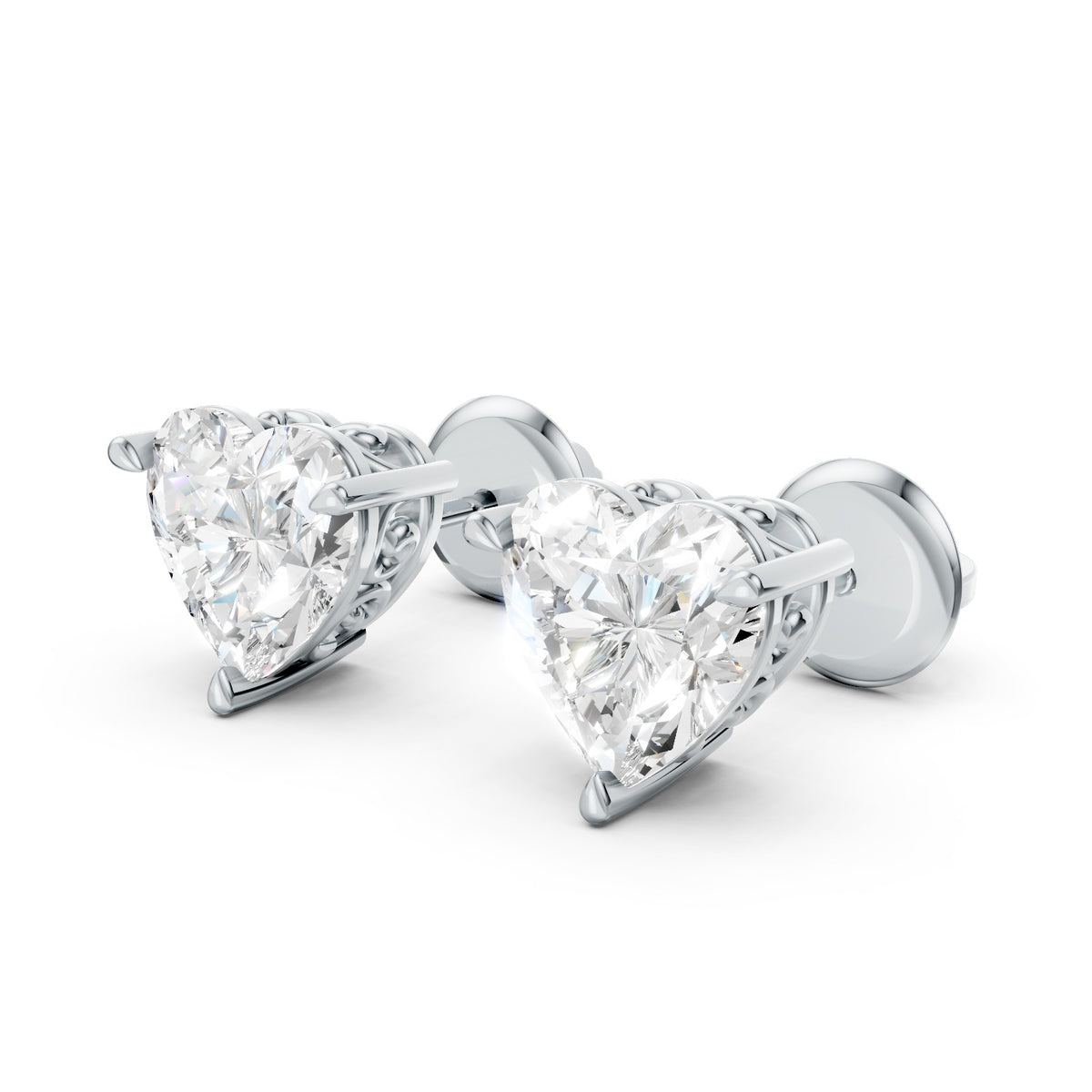 Heart Shape Lab-Grown Diamond Stud Earrings