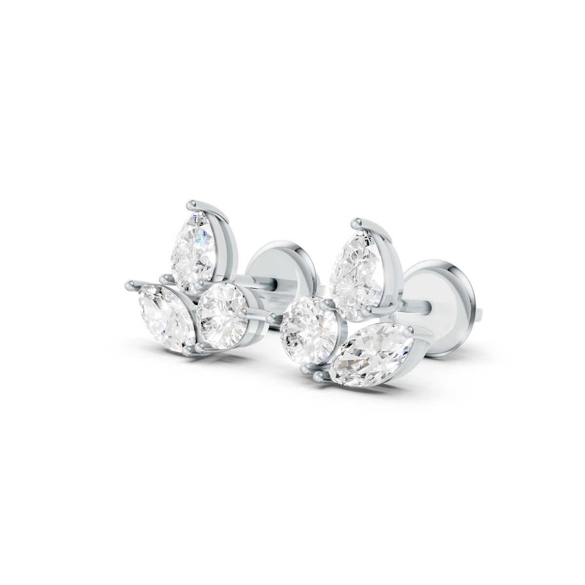 Mixed-Shape Lab-Grown Diamond Trio Stud Earrings