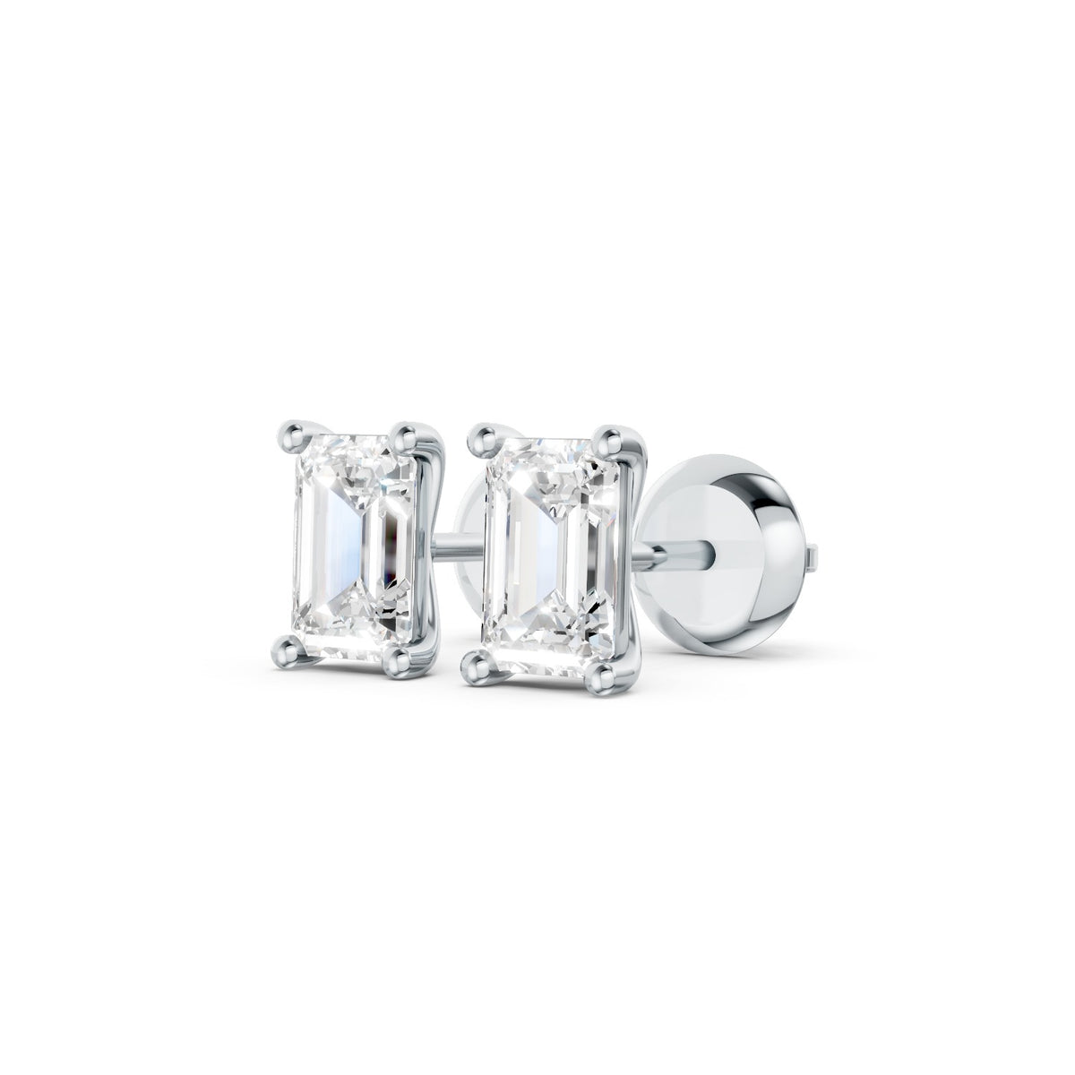 Emerald-Cut Lab-Grown Diamond Stud Earrings