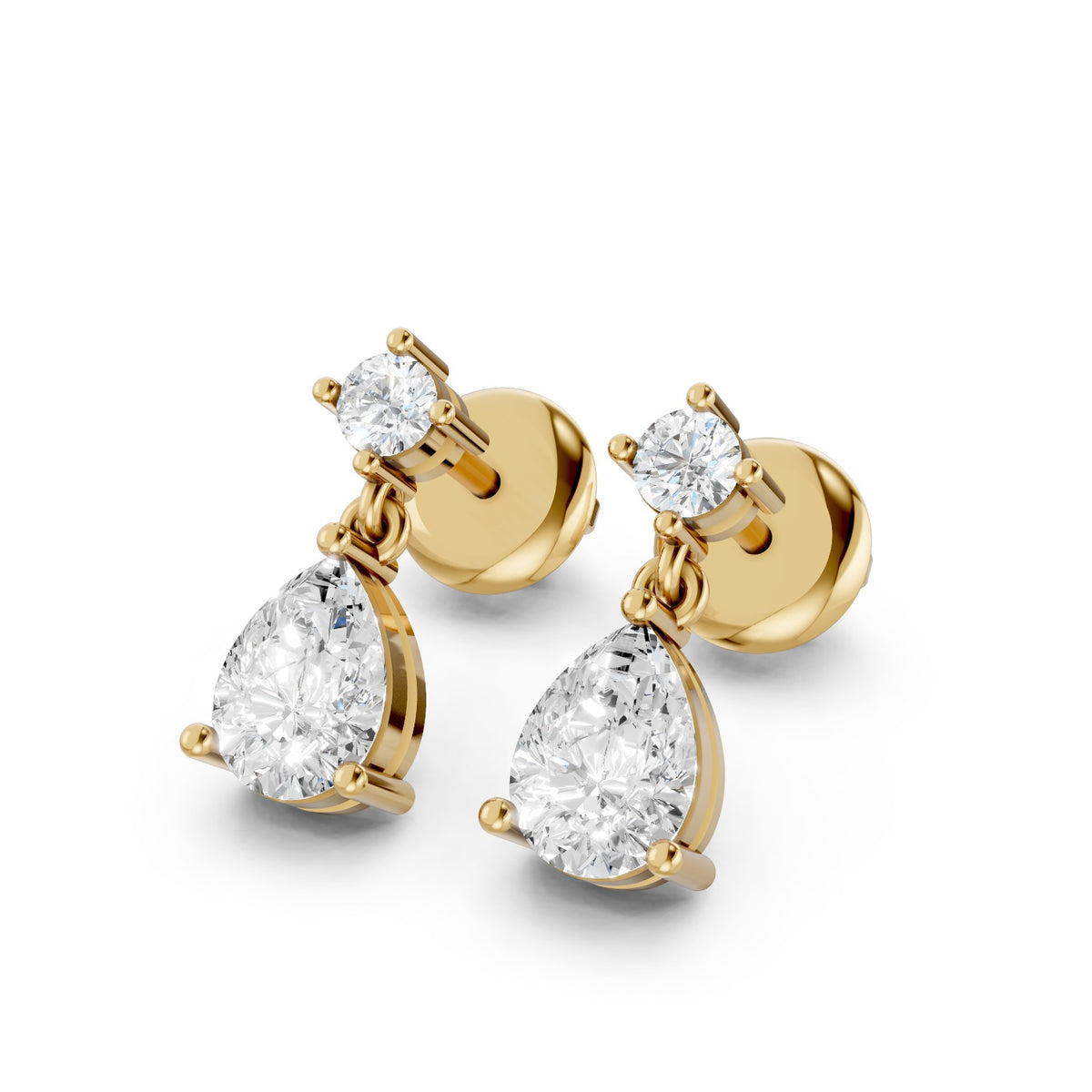 Pear-Shaped Lab-Grown Diamond Drop Stud Earrings