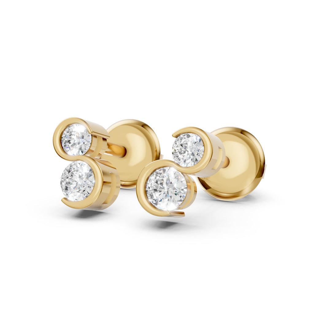 Lab-Grown Diamond Double-Circle Stud Earrings