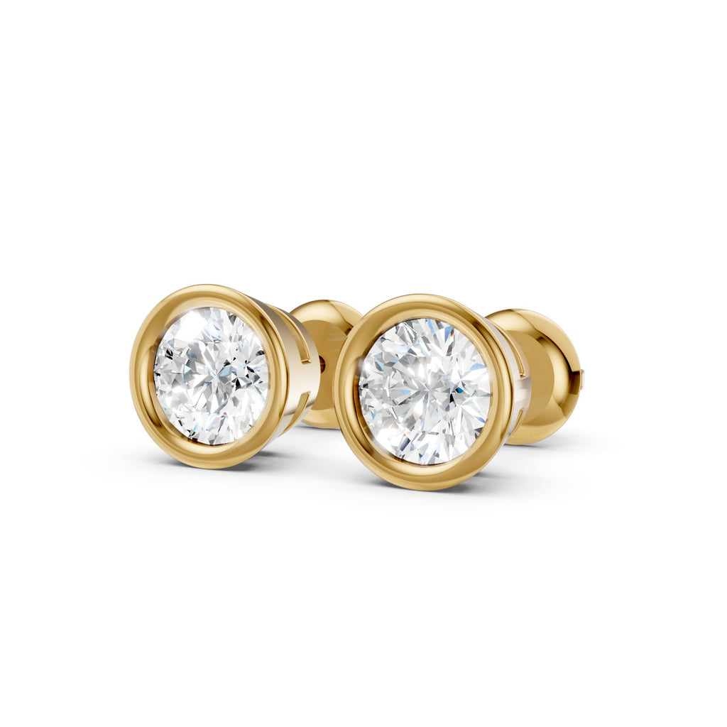 Bezel-Set Round Lab-Grown Diamond Stud Earrings