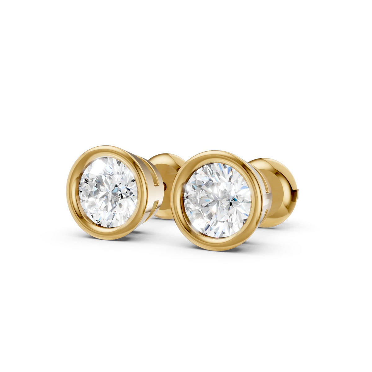 Bezel-Set Round Lab-Grown Diamond Stud Earrings