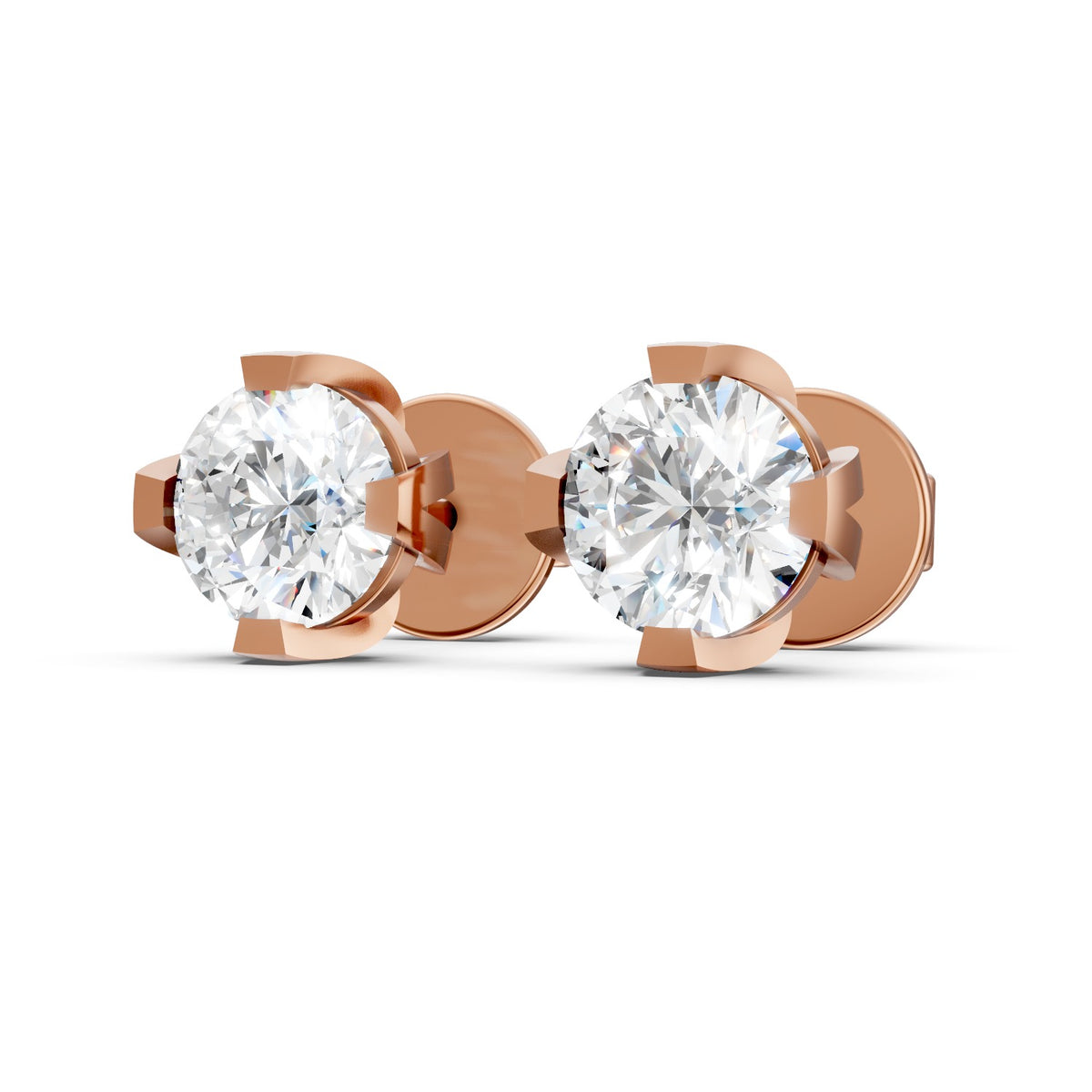 Four-Prong Round Lab-Grown Diamond Stud Earrings