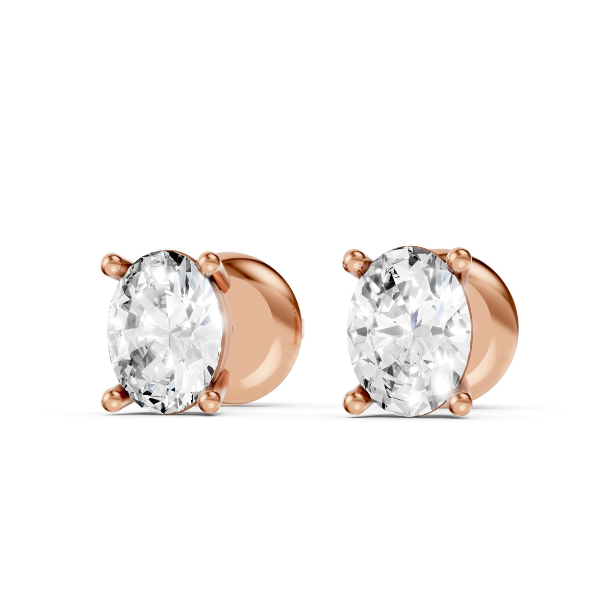 Lab-Grown Diamond Oval Solitaire Stud Earrings