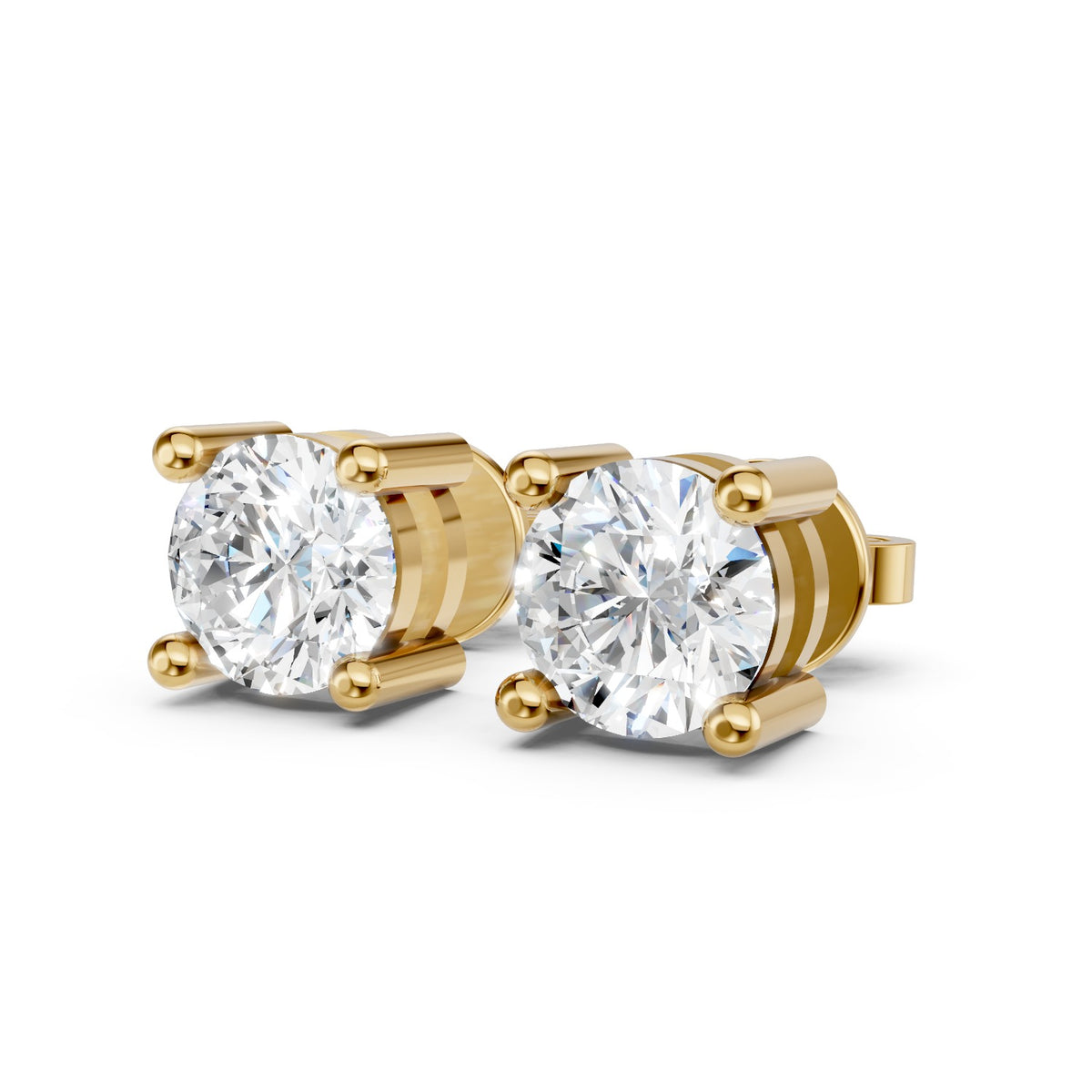 Four-Prong Round Brilliant Lab-Grown Diamond Stud Earrings