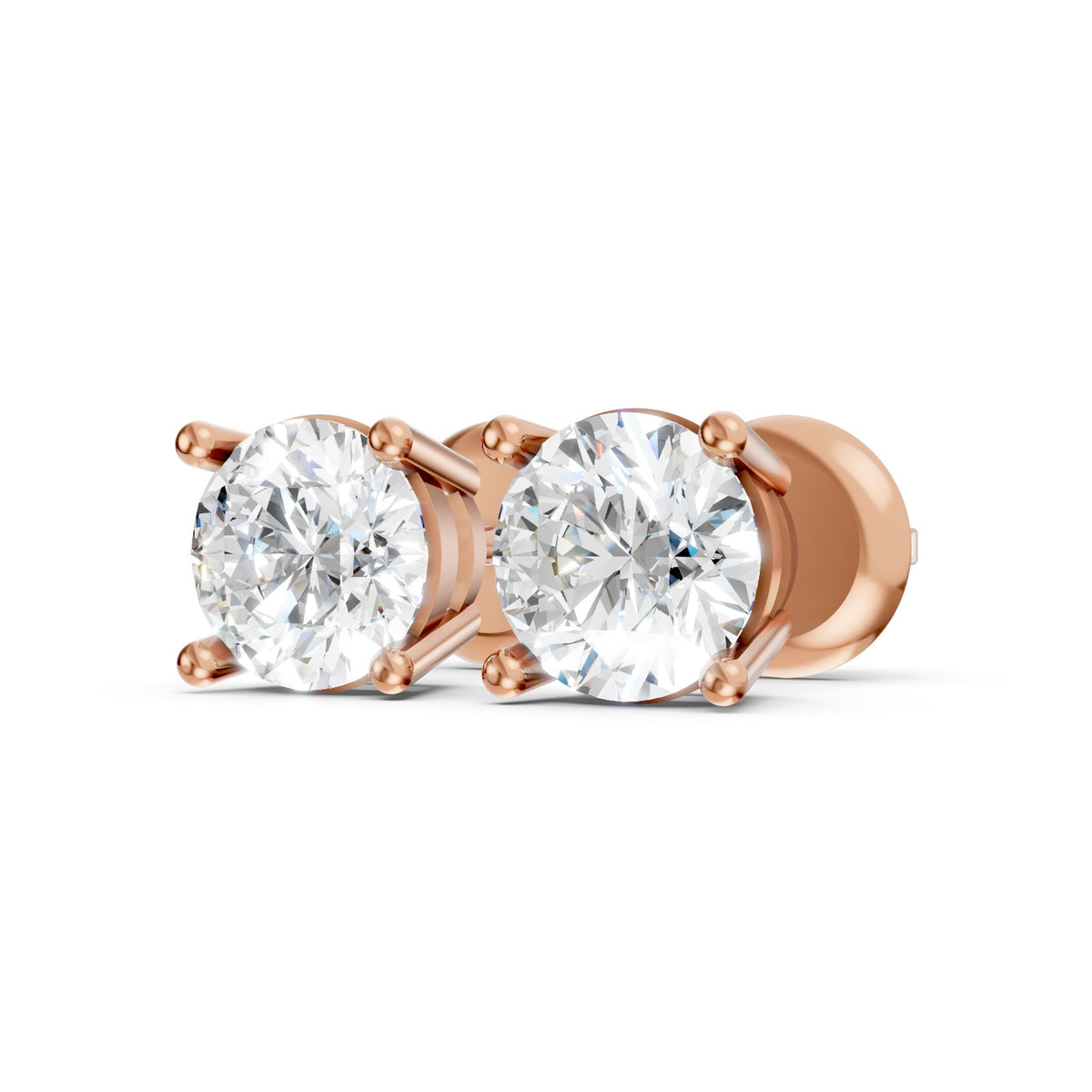 Lab-Grown Diamond Round Solitaire Stud Earrings
