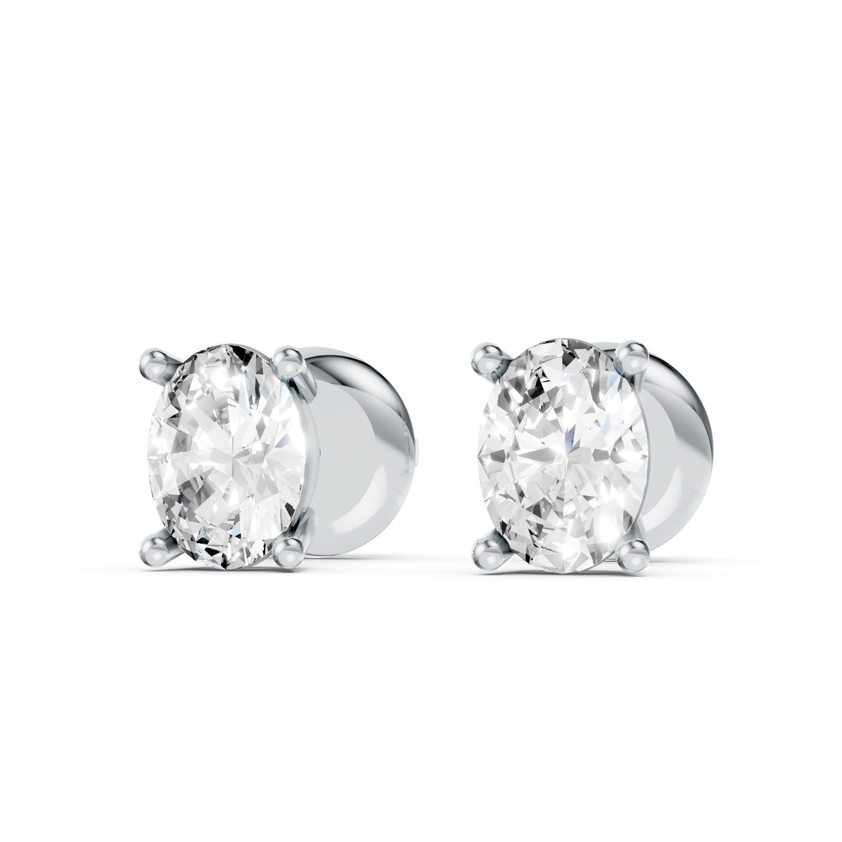 Lab-Grown Diamond Oval Solitaire Stud Earrings