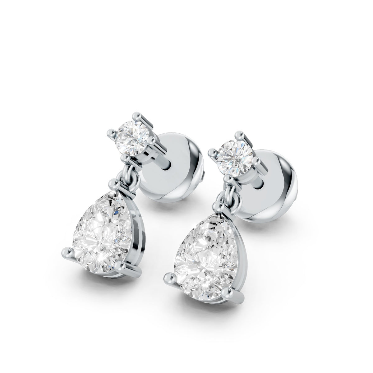 Pear-Shaped Lab-Grown Diamond Drop Stud Earrings