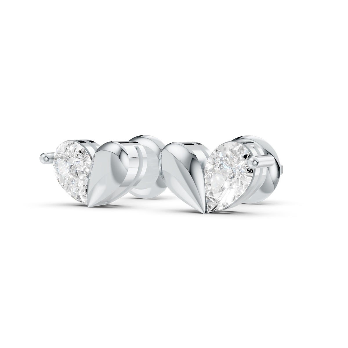Pear-Shaped Lab-Grown Diamond Stud Earrings with Leaf Detail