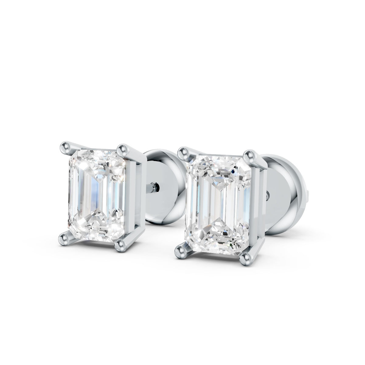 Emerald-Cut Stud Earrings