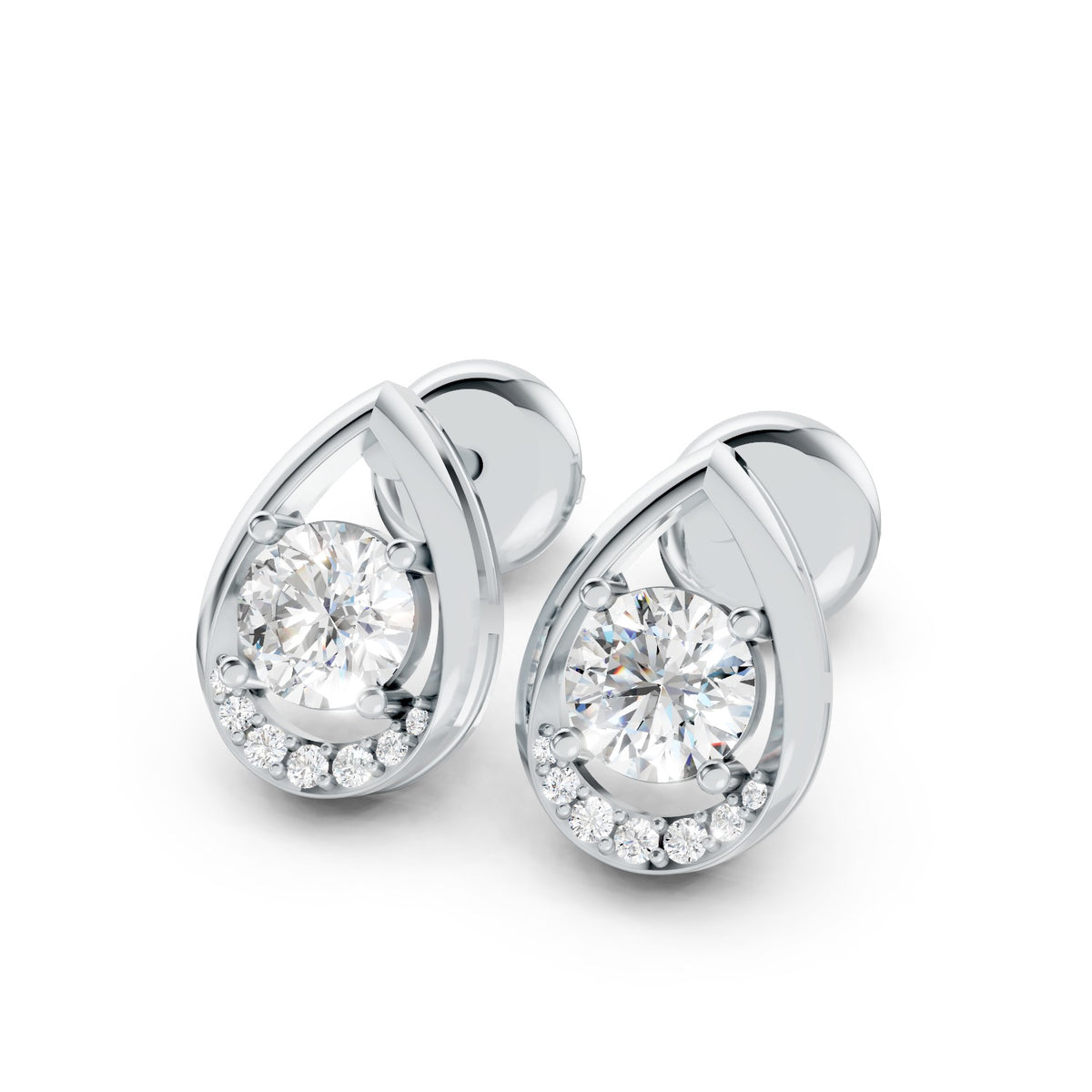 Round Brilliant Lab-Grown Diamond Halo Stud Earrings