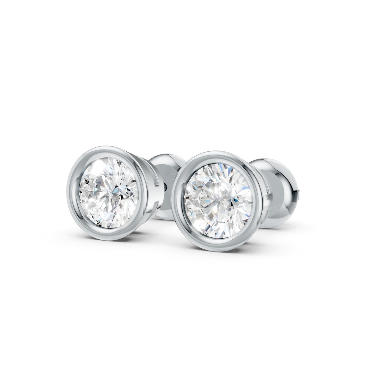 Bezel-Set Round Lab-Grown Diamond Stud Earrings