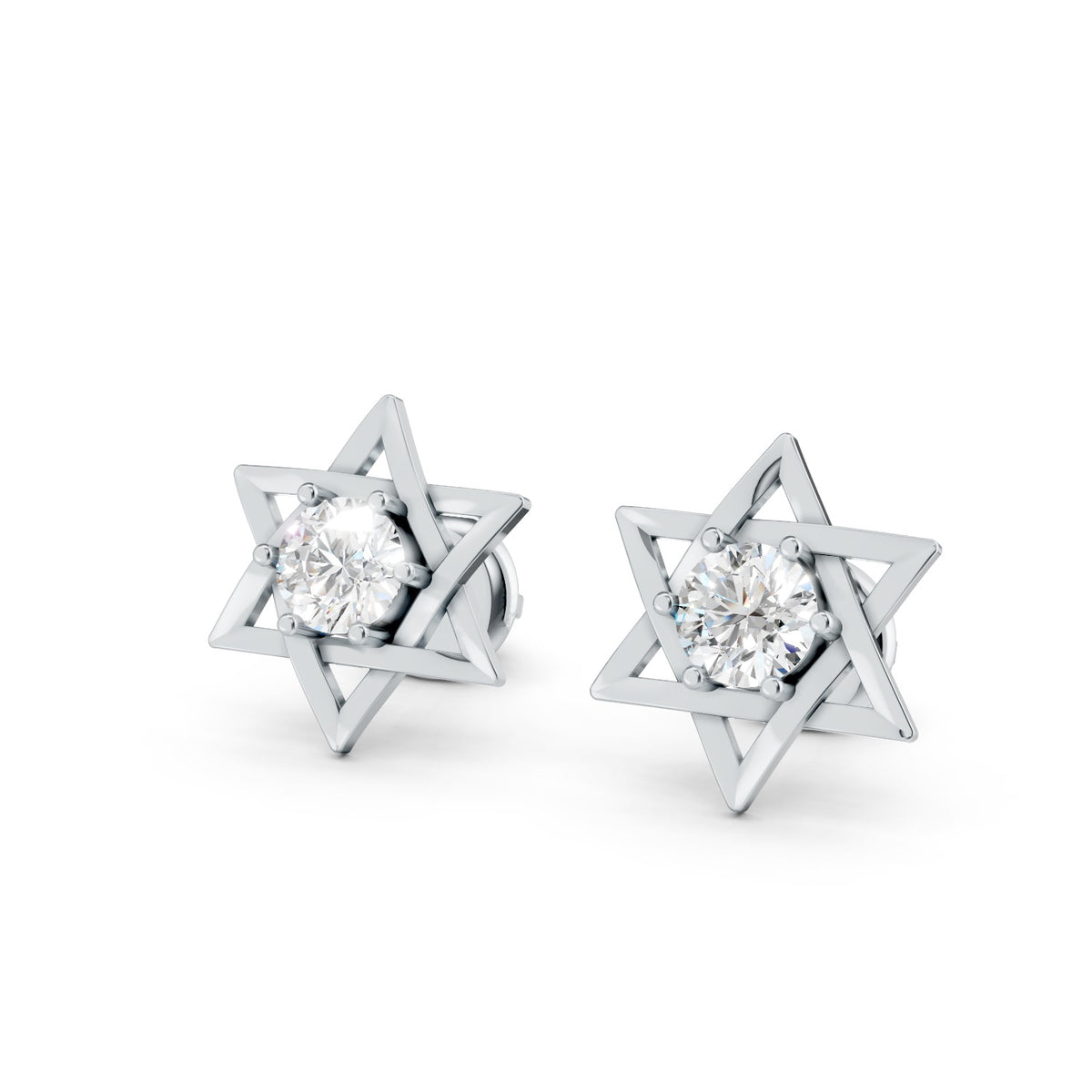 Star of David Round Lab-Grown Diamond Stud Earrings