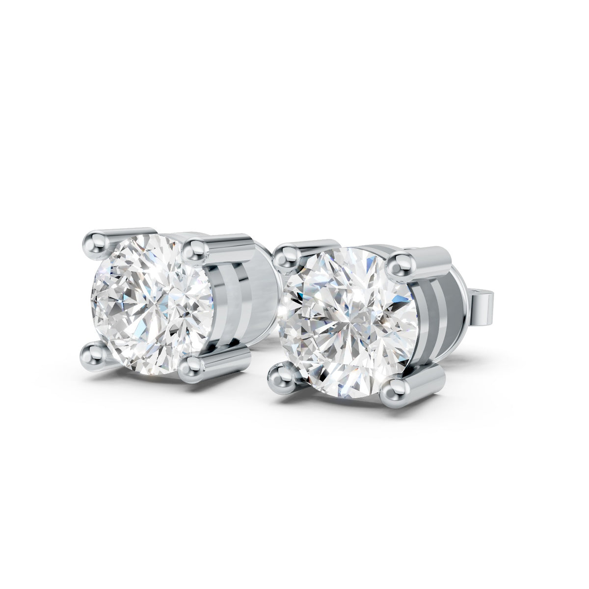 Four-Prong Round Brilliant Lab-Grown Diamond Stud Earrings