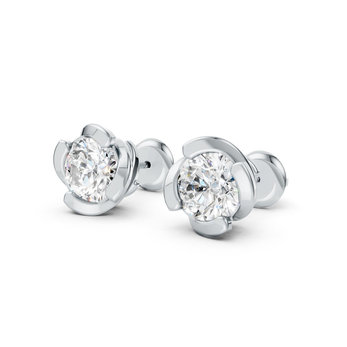 Round Cut Lab-Grown Diamond Stud Earrings