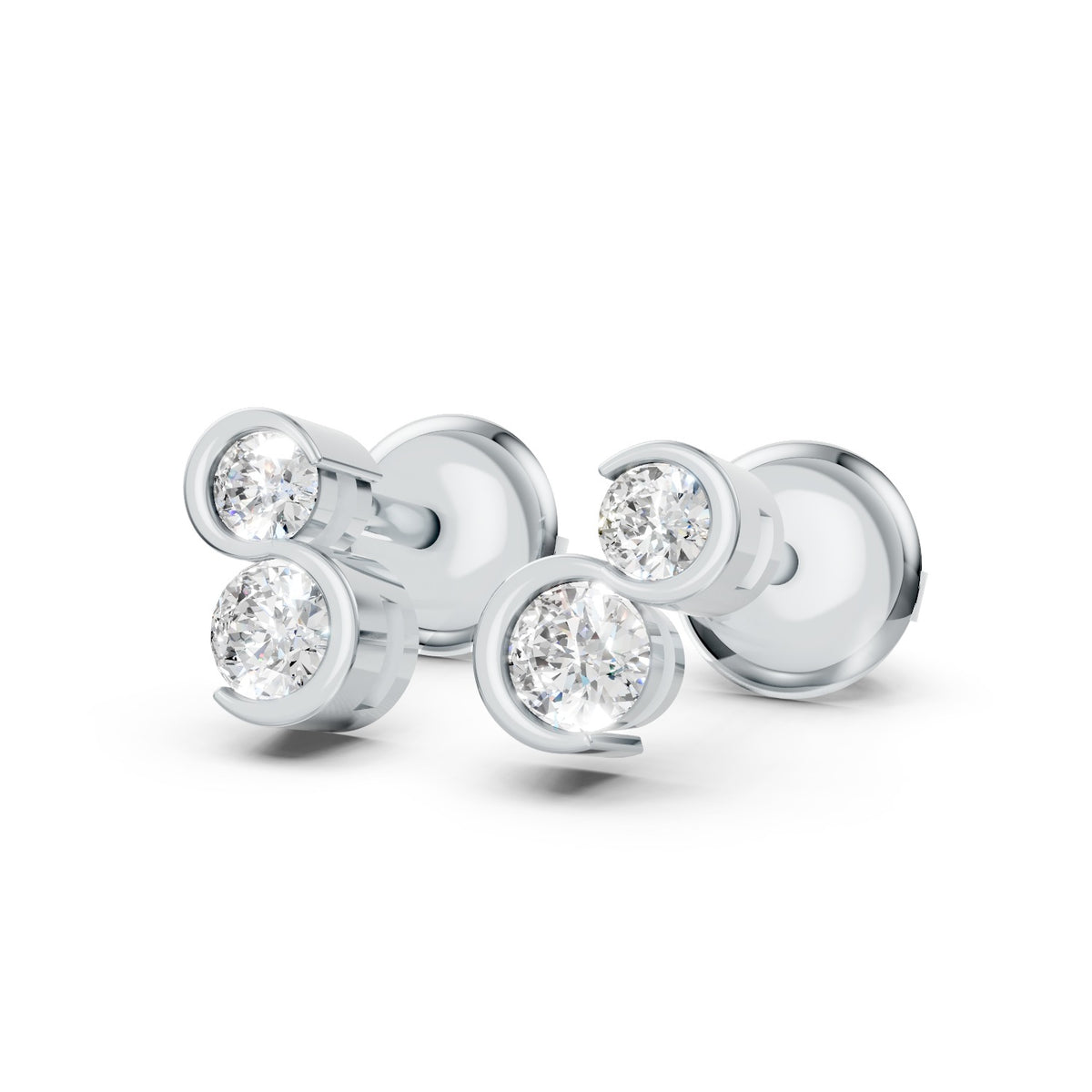 Lab-Grown Diamond Double-Circle Stud Earrings