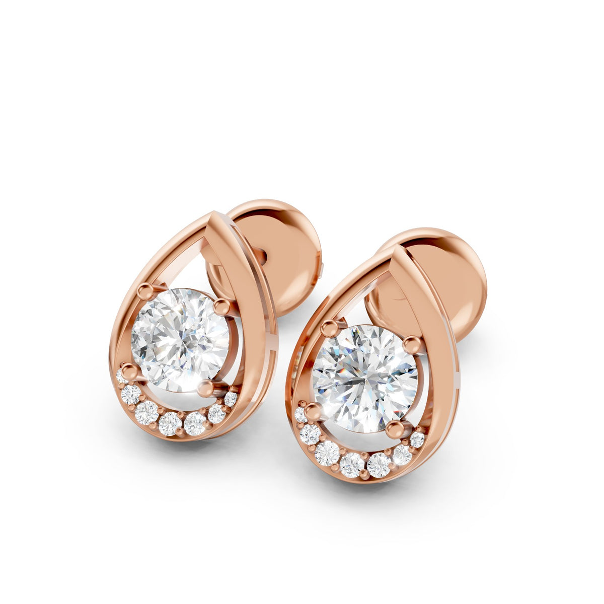 Round Brilliant Lab-Grown Diamond Halo Stud Earrings