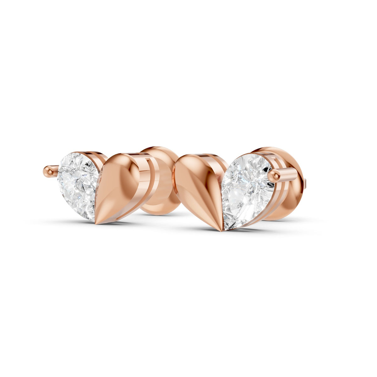 Pear-Shaped Lab-Grown Diamond Stud Earrings with Leaf Detail