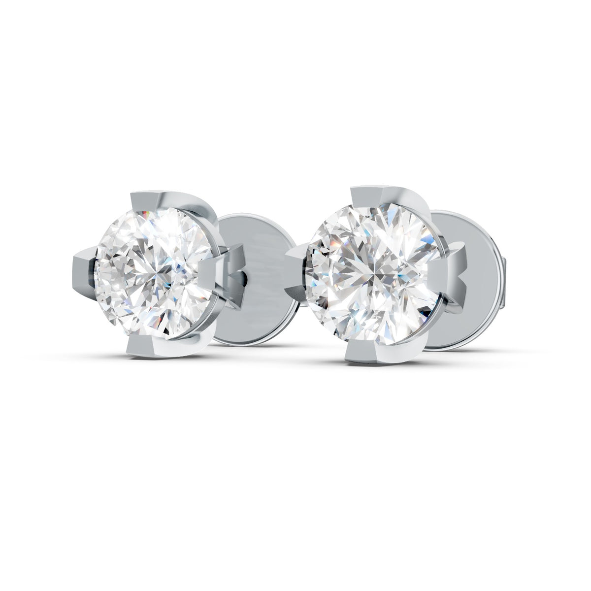 Four-Prong Round Lab-Grown Diamond Stud Earrings