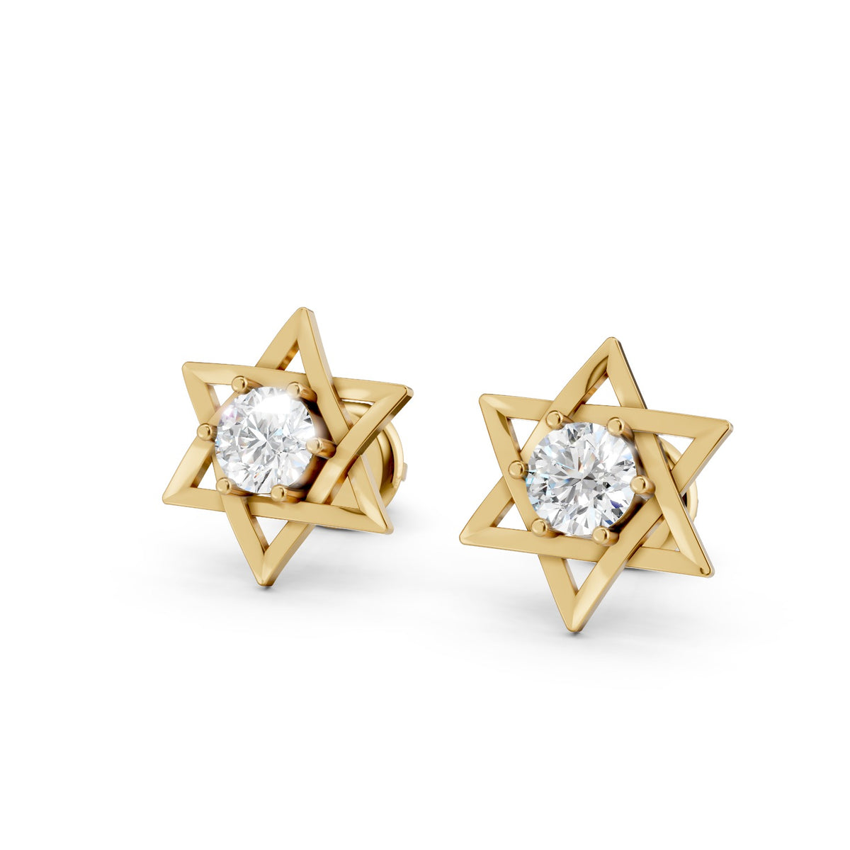 Star of David Round Lab-Grown Diamond Stud Earrings