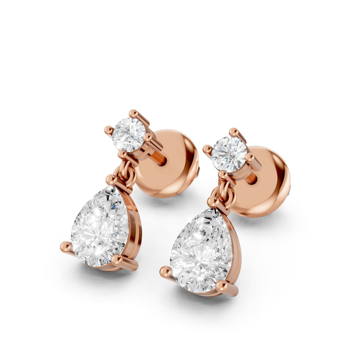 Pear-Shaped Lab-Grown Diamond Drop Stud Earrings