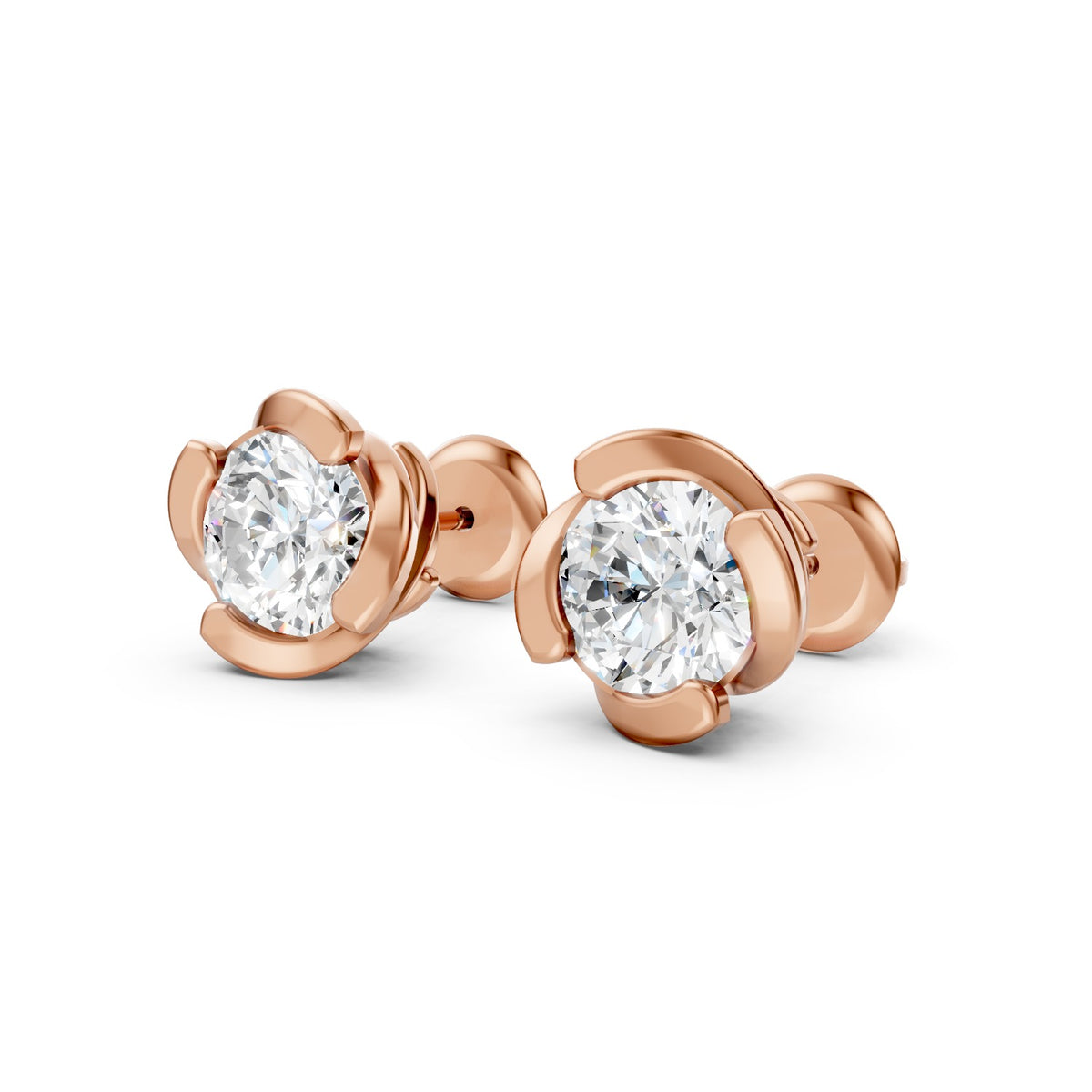 Round Cut Lab-Grown Diamond Stud Earrings