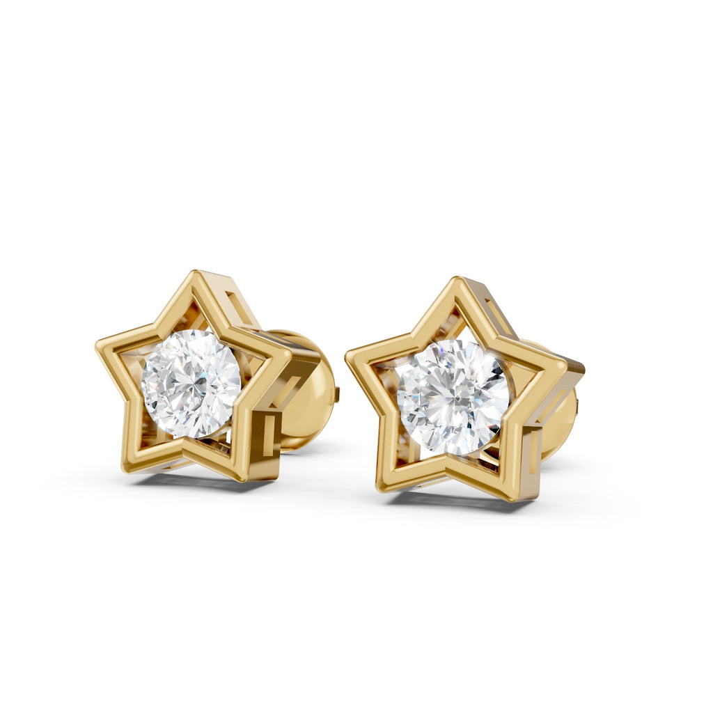 Star-Shaped Round Lab-Grown Diamond Stud Earrings