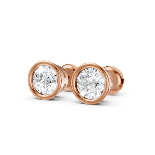 Bezel-Set Round Lab-Grown Diamond Stud Earrings
