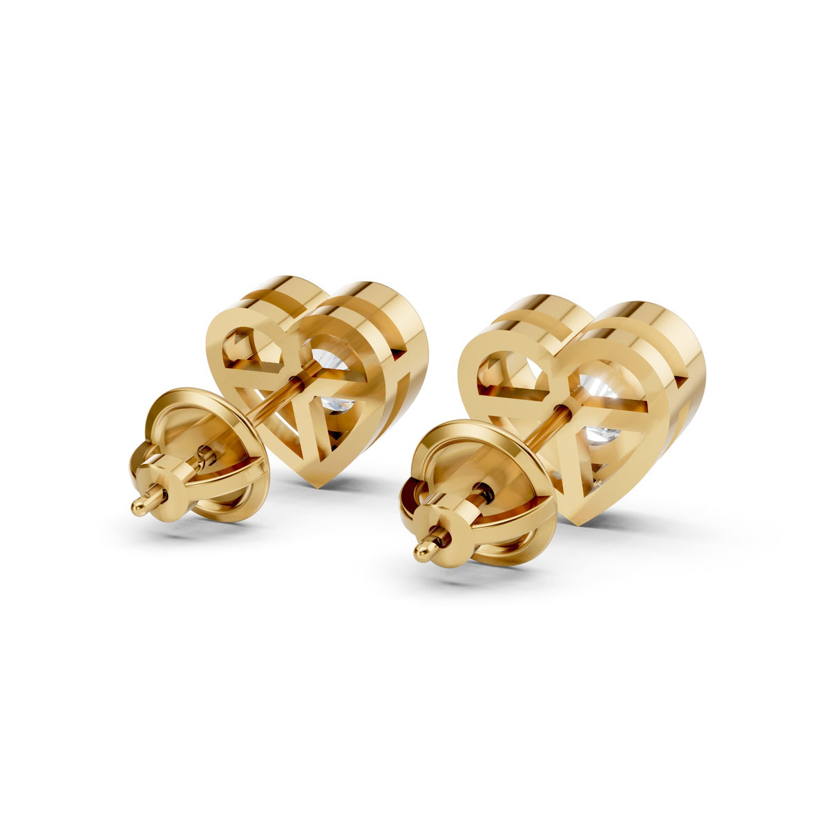 Heart-Shaped Round Lab-Grown Diamond Stud Earrings