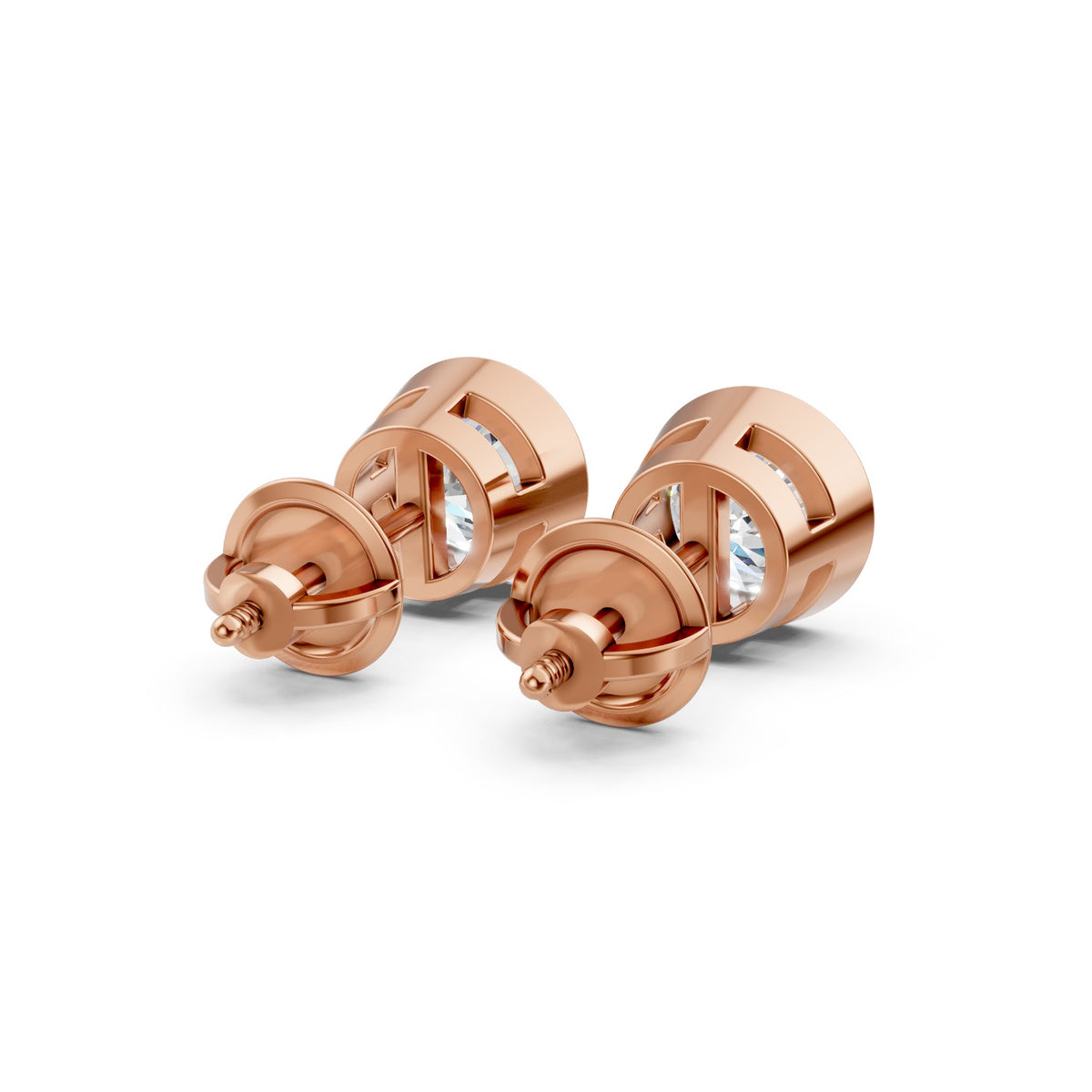 Bezel-Set Round Lab-Grown Diamond Stud Earrings