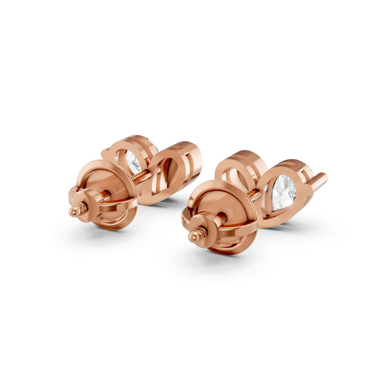 Pear-Shaped Lab-Grown Diamond Stud Earrings with Leaf Detail