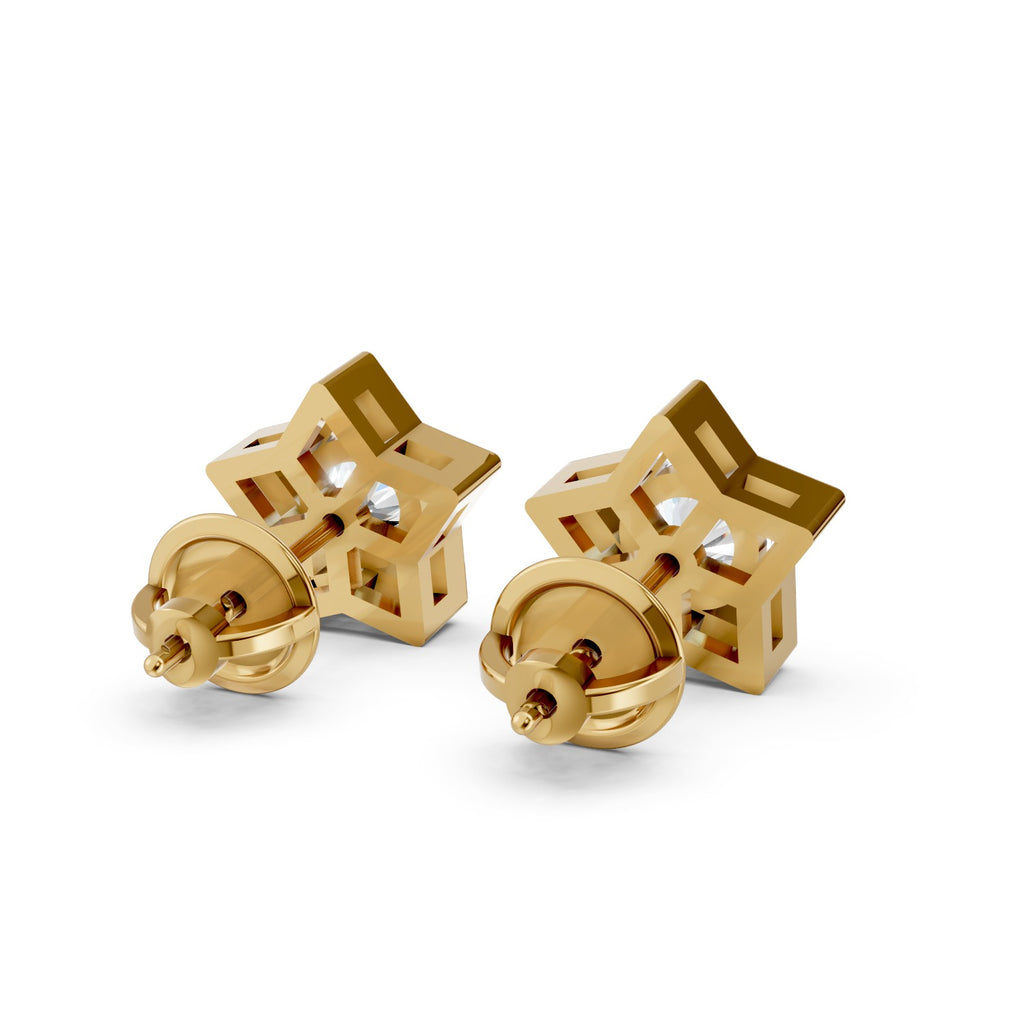 Star-Shaped Round Lab-Grown Diamond Stud Earrings