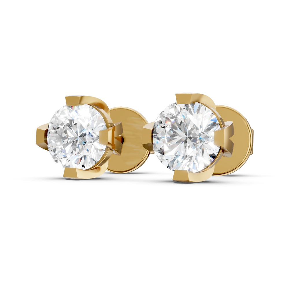 Four-Prong Round Lab-Grown Diamond Stud Earrings