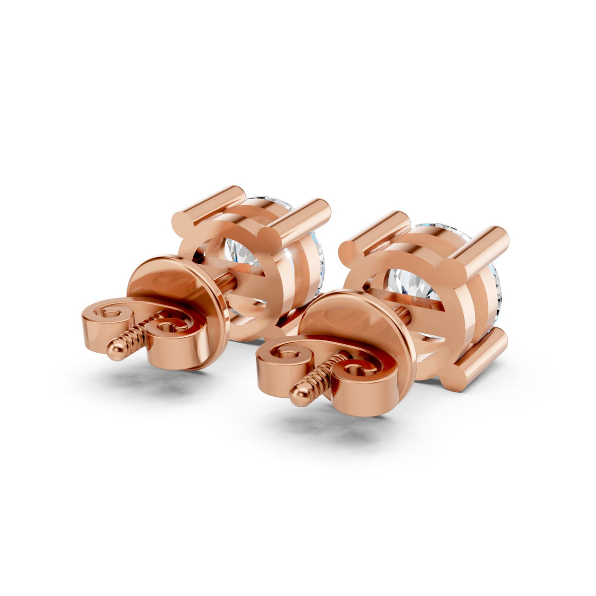Four-Prong Round Brilliant Lab-Grown Diamond Stud Earrings