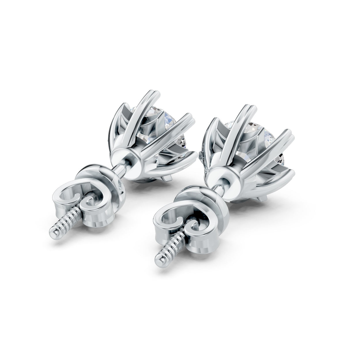 Heart-Prong Round Lab-Grown Diamond Stud Earrings