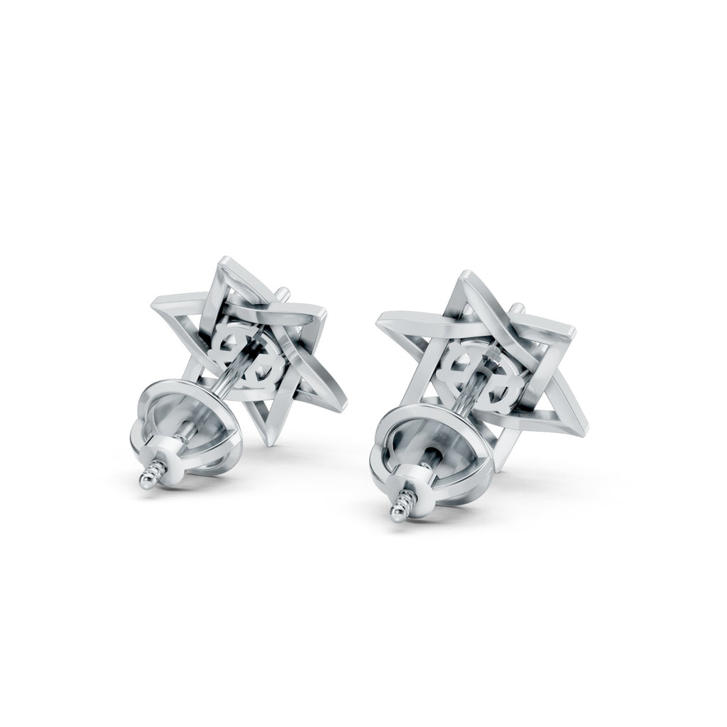 Star of David Round Lab-Grown Diamond Stud Earrings