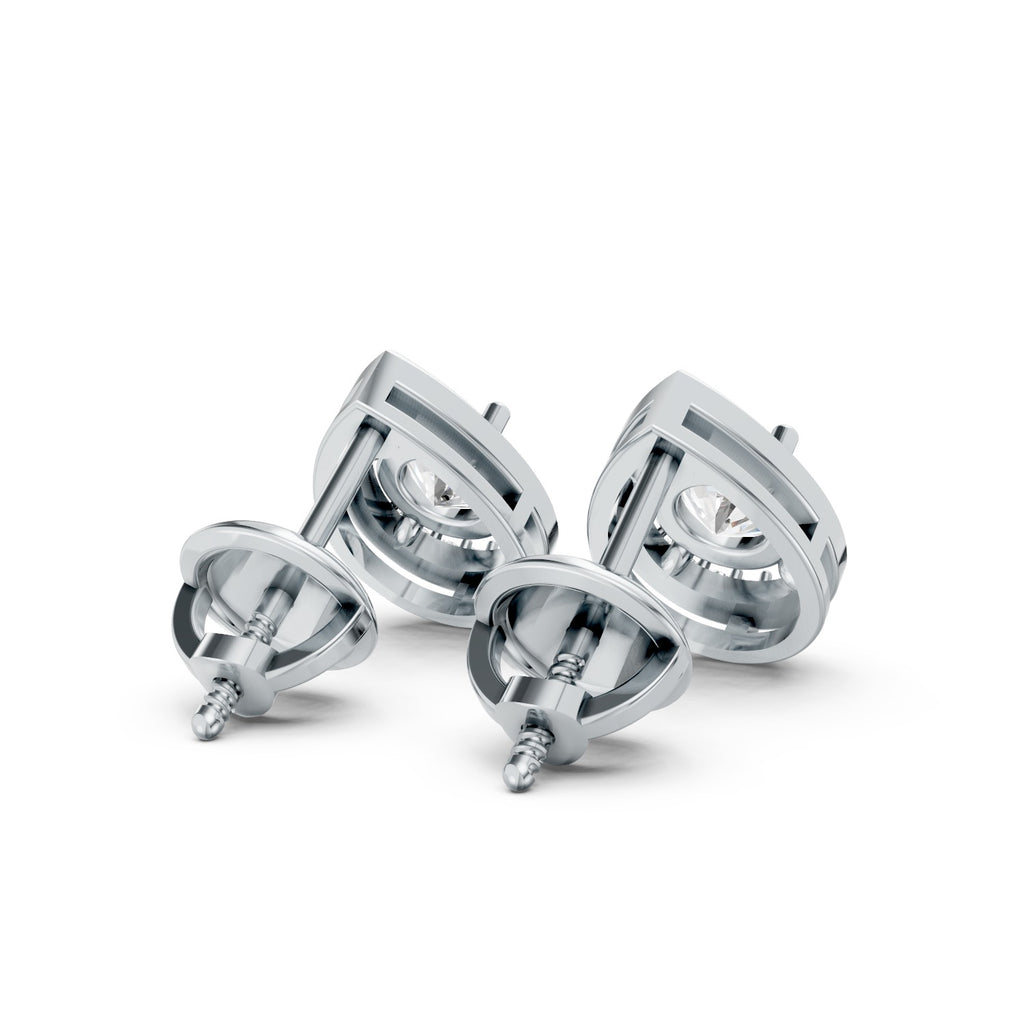 Round Brilliant Lab-Grown Diamond Halo Stud Earrings