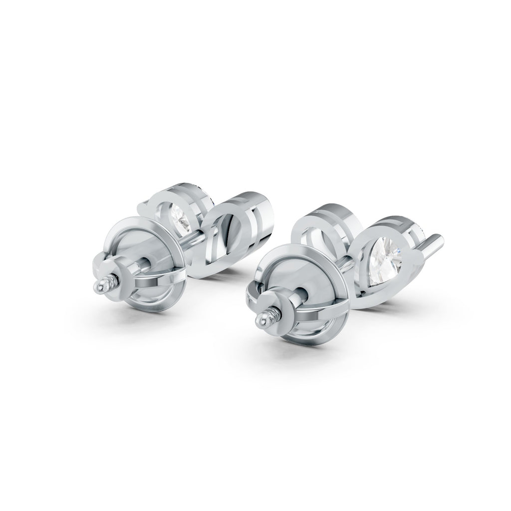 Pear-Shaped Lab-Grown Diamond Stud Earrings with Leaf Detail