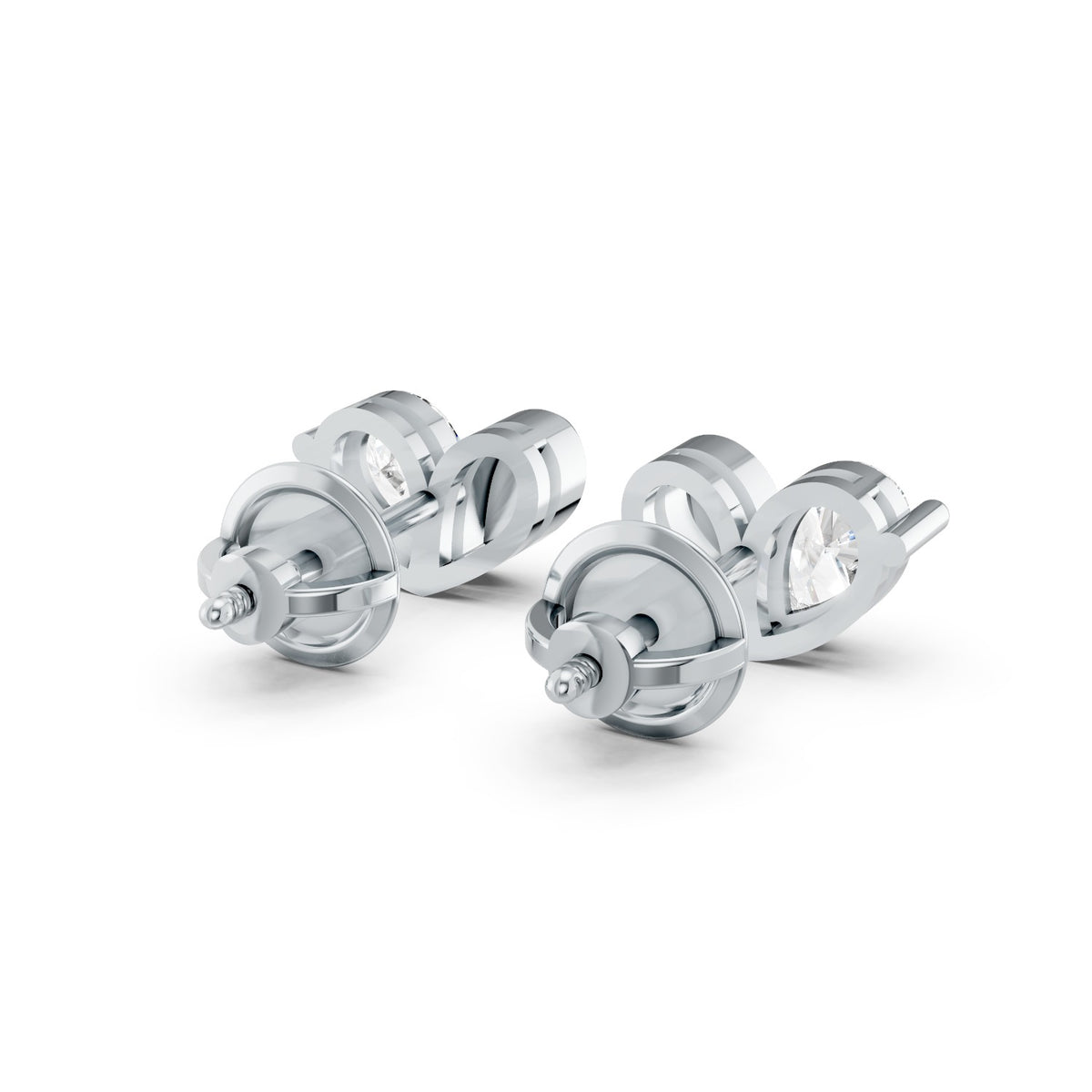 Pear-Shaped Lab-Grown Diamond Stud Earrings with Leaf Detail