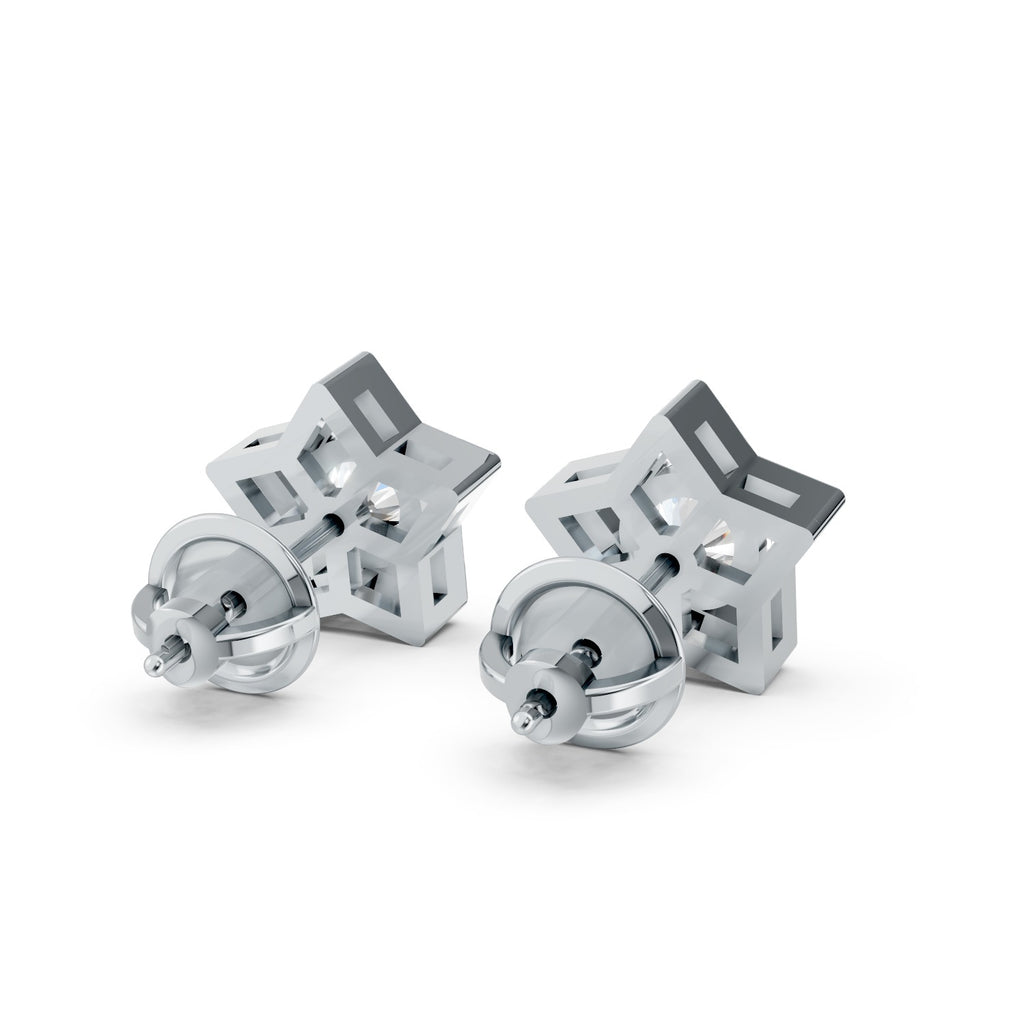 Star-Shaped Round Lab-Grown Diamond Stud Earrings
