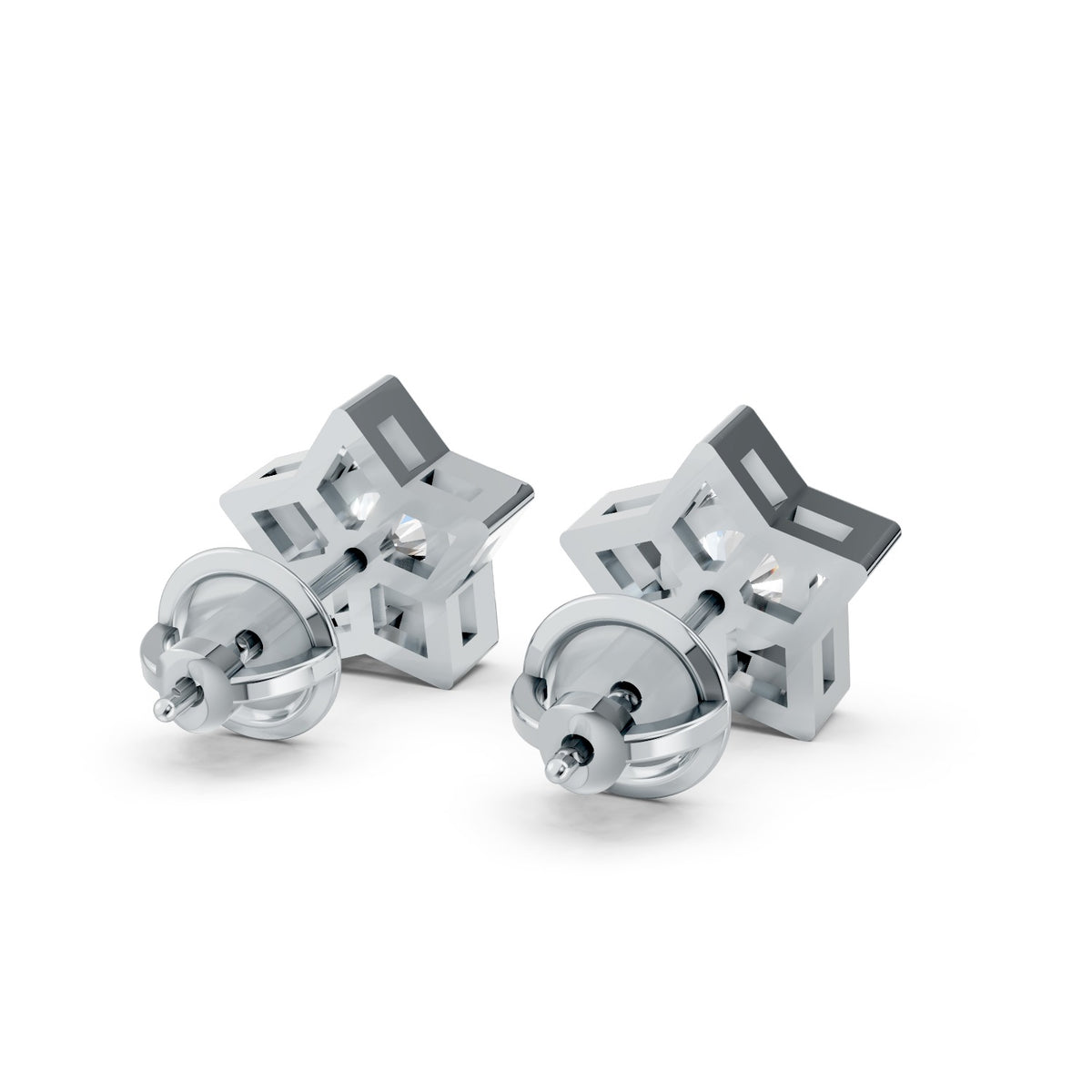 Star-Shaped Round Lab-Grown Diamond Stud Earrings