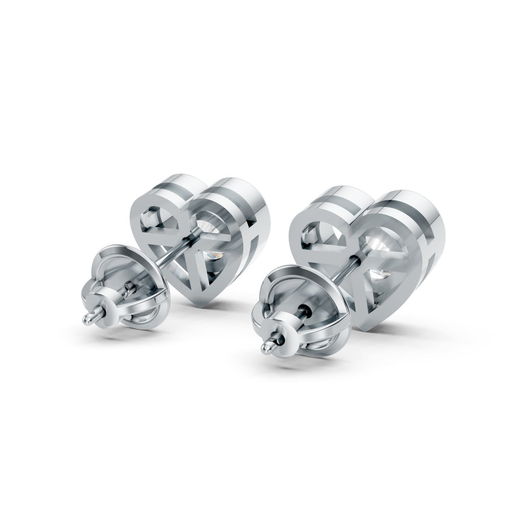 Heart-Shaped Round Lab-Grown Diamond Stud Earrings