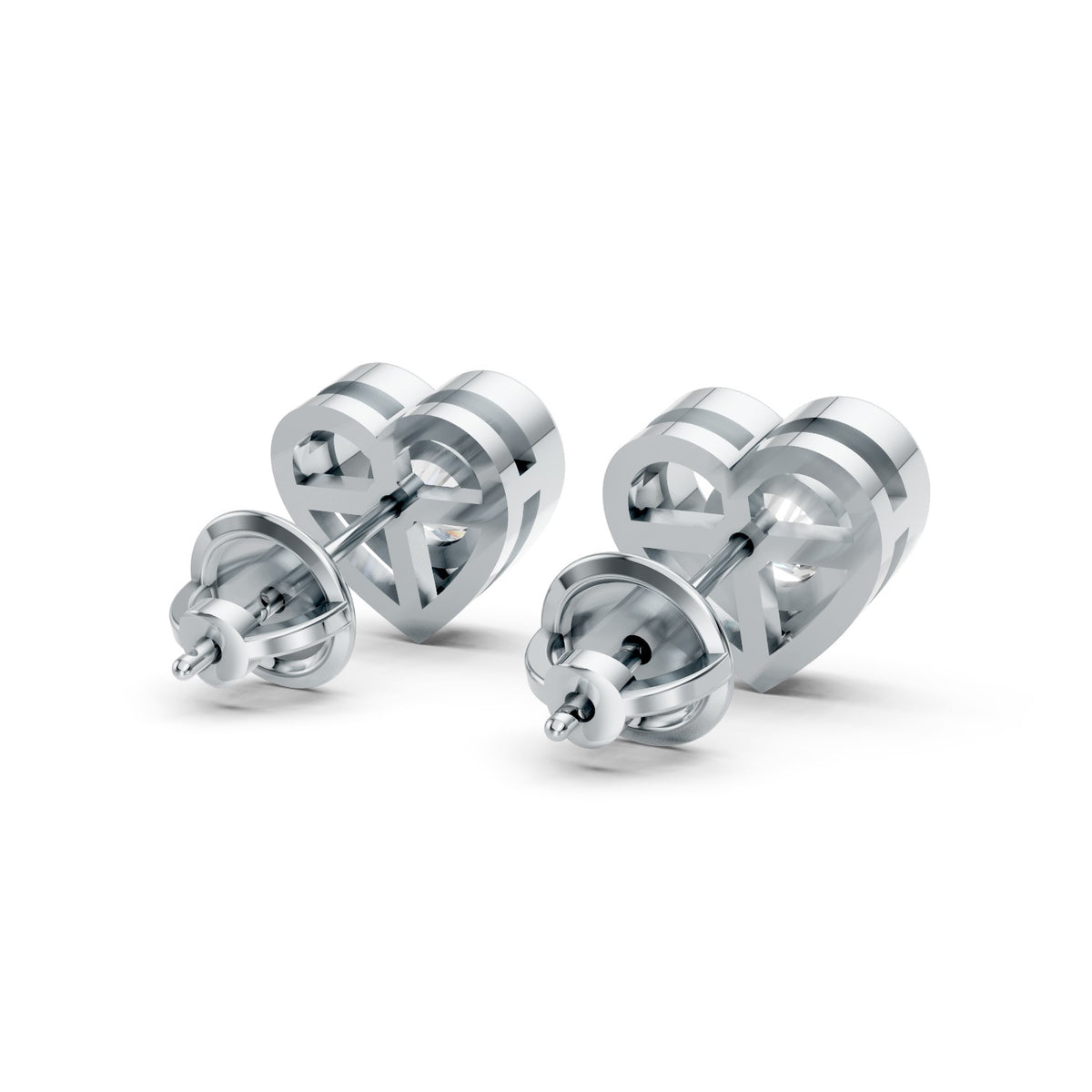 Heart-Shaped Round Lab-Grown Diamond Stud Earrings