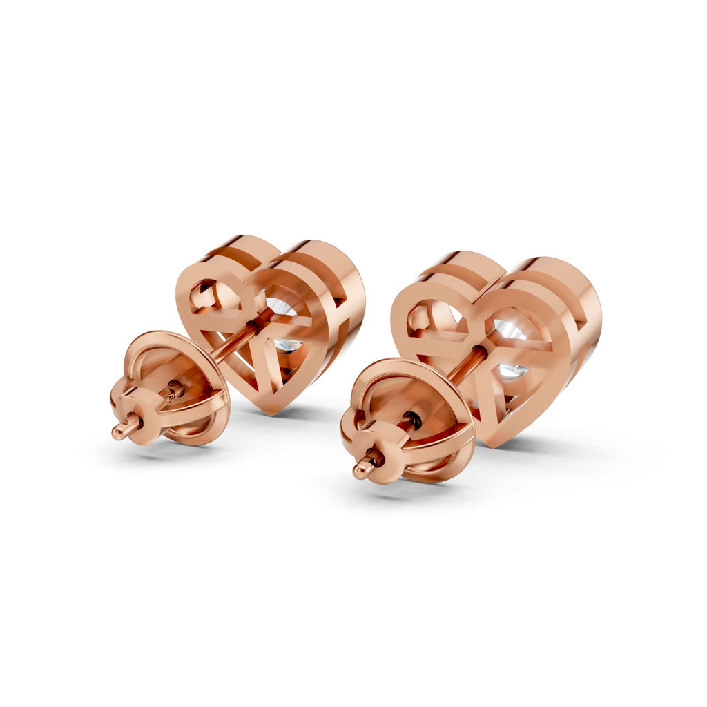 Heart-Shaped Round Lab-Grown Diamond Stud Earrings