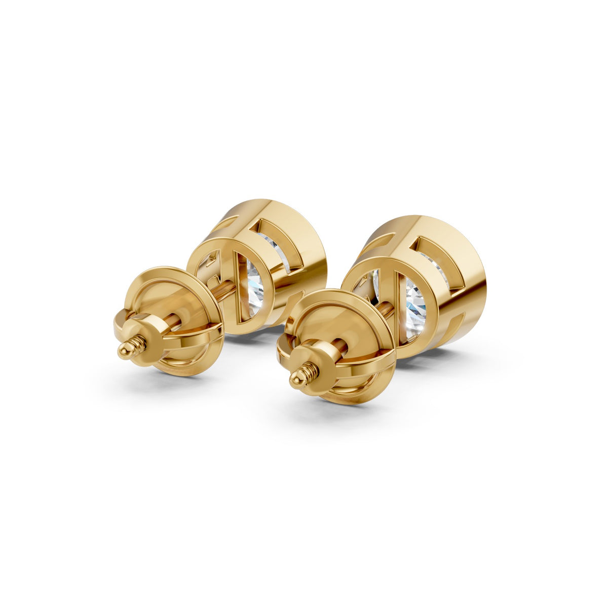 Bezel-Set Round Lab-Grown Diamond Stud Earrings