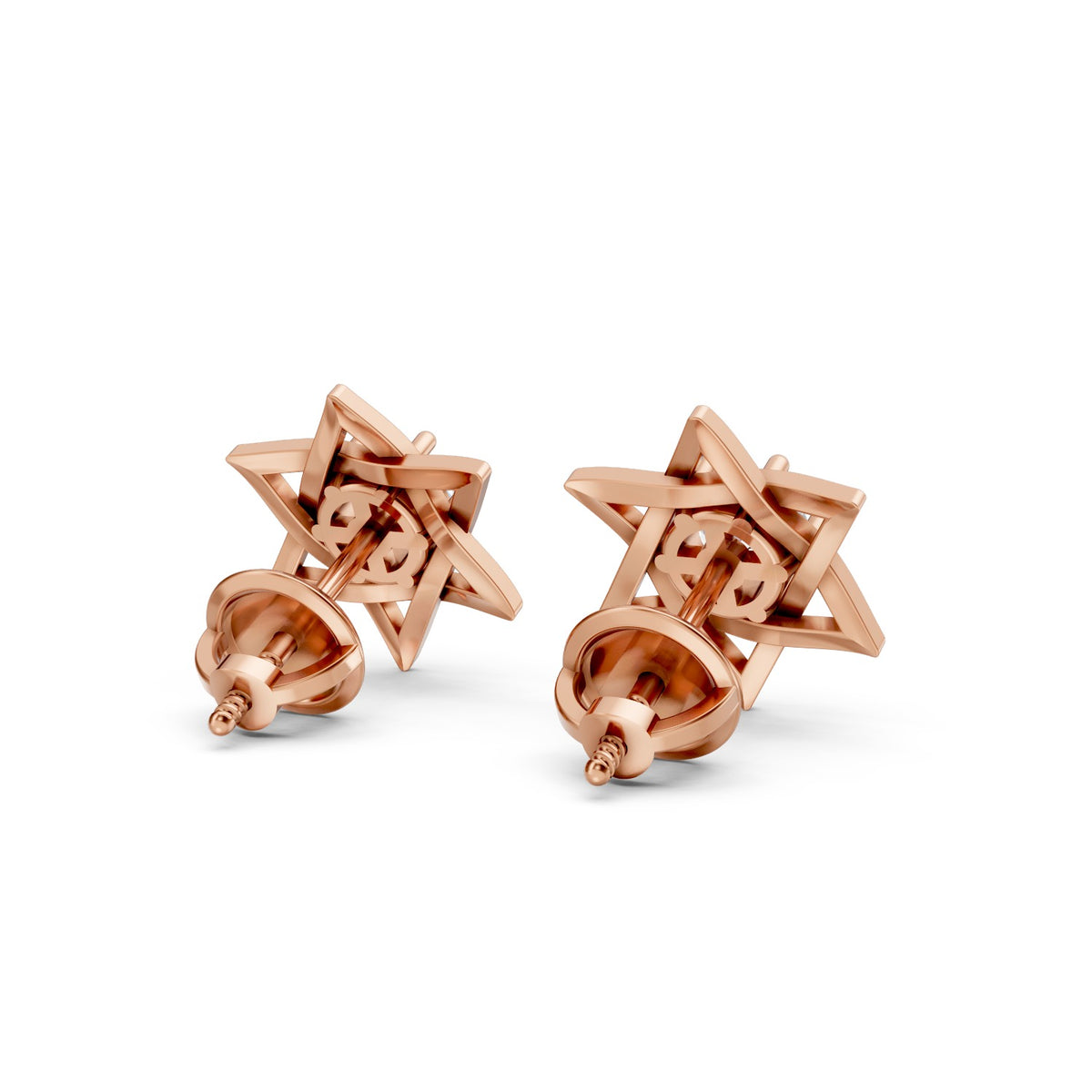 Star of David Round Lab-Grown Diamond Stud Earrings