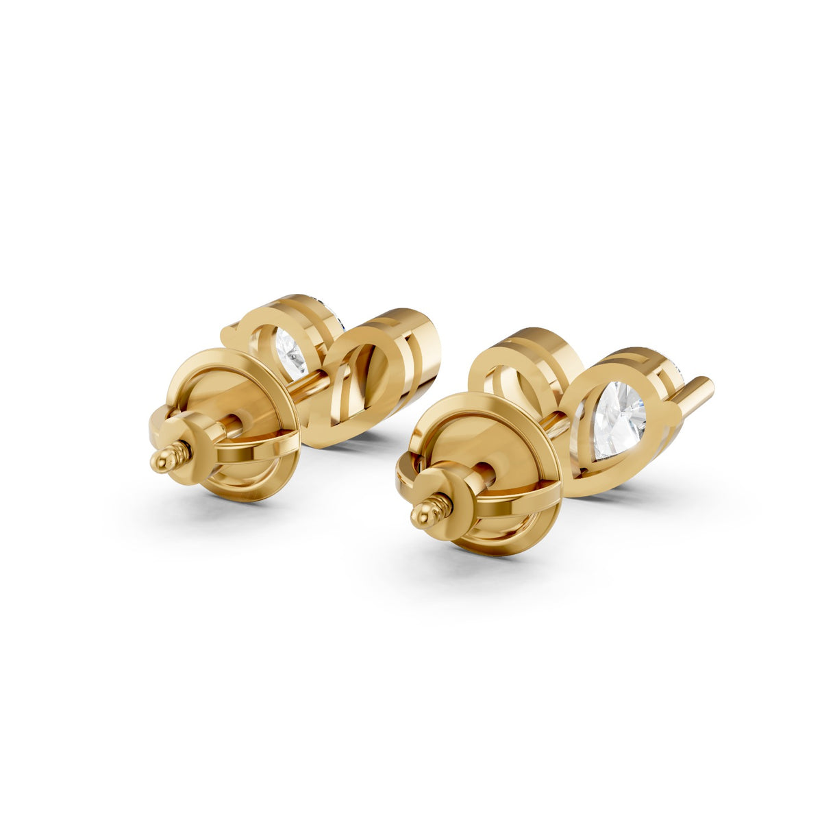 Pear-Shaped Lab-Grown Diamond Stud Earrings with Leaf Detail