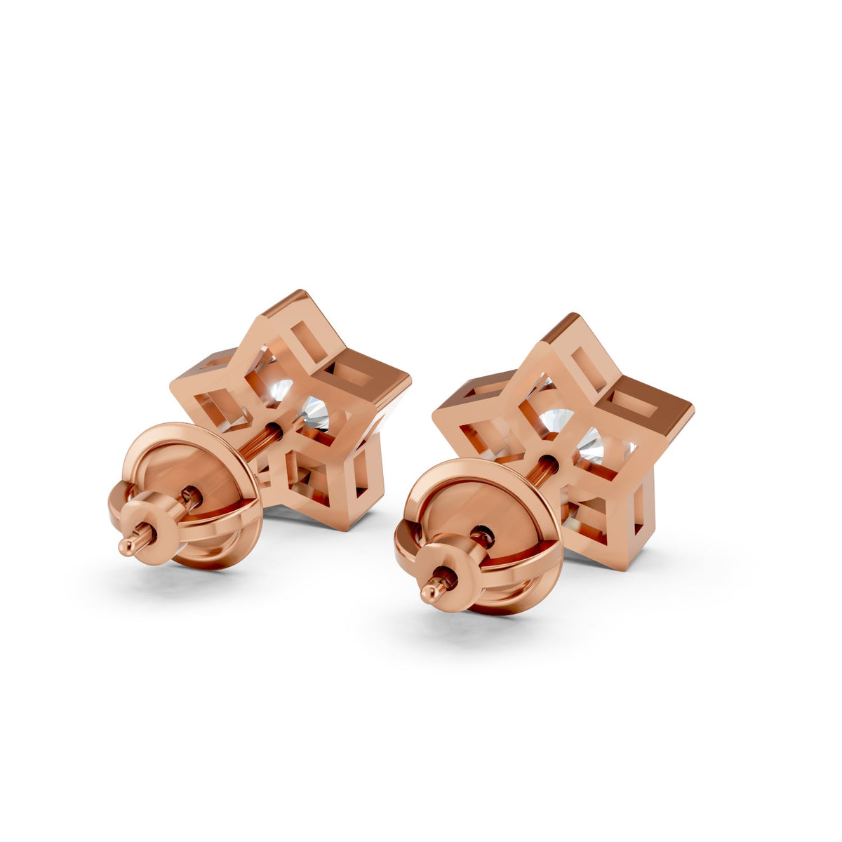 Star-Shaped Round Lab-Grown Diamond Stud Earrings