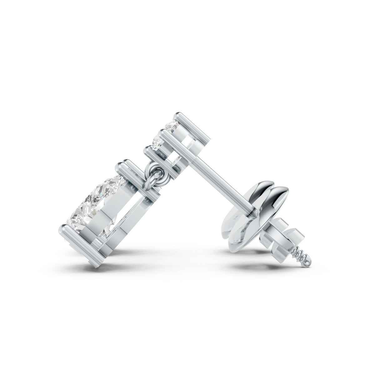 Pear-Shaped Lab-Grown Diamond Drop Stud Earrings